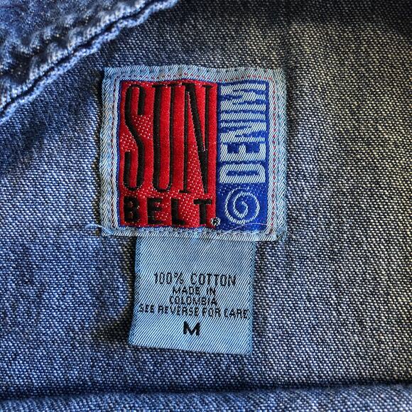 VTG 90s Sunbelt Denim Tunic Top Women’s M 100% Cotton Blue Jean Shirt Minimalist - Picture 5 of 7